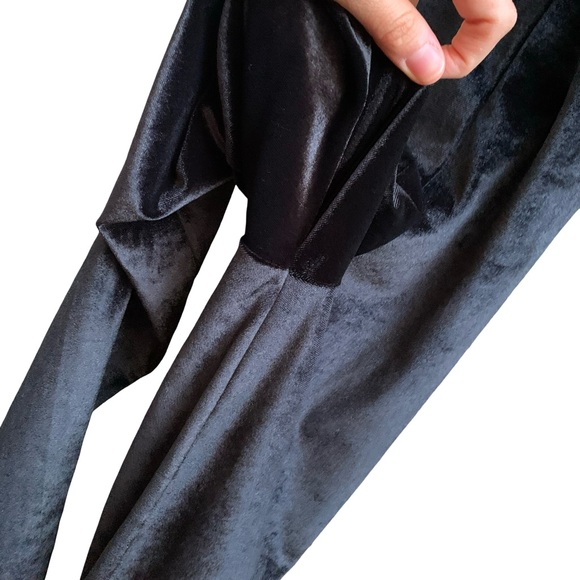 ASOS Collusion UK Black Velvet Jumpsuit Spaghetti Strap V Neck Cross Back Witchy - Picture 12 of 16